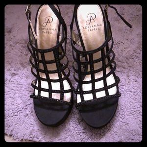 Black open toe high heels